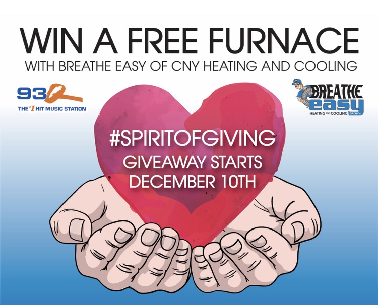 Win a free furnace - #spiritofgiving - giveaway starts december 10th